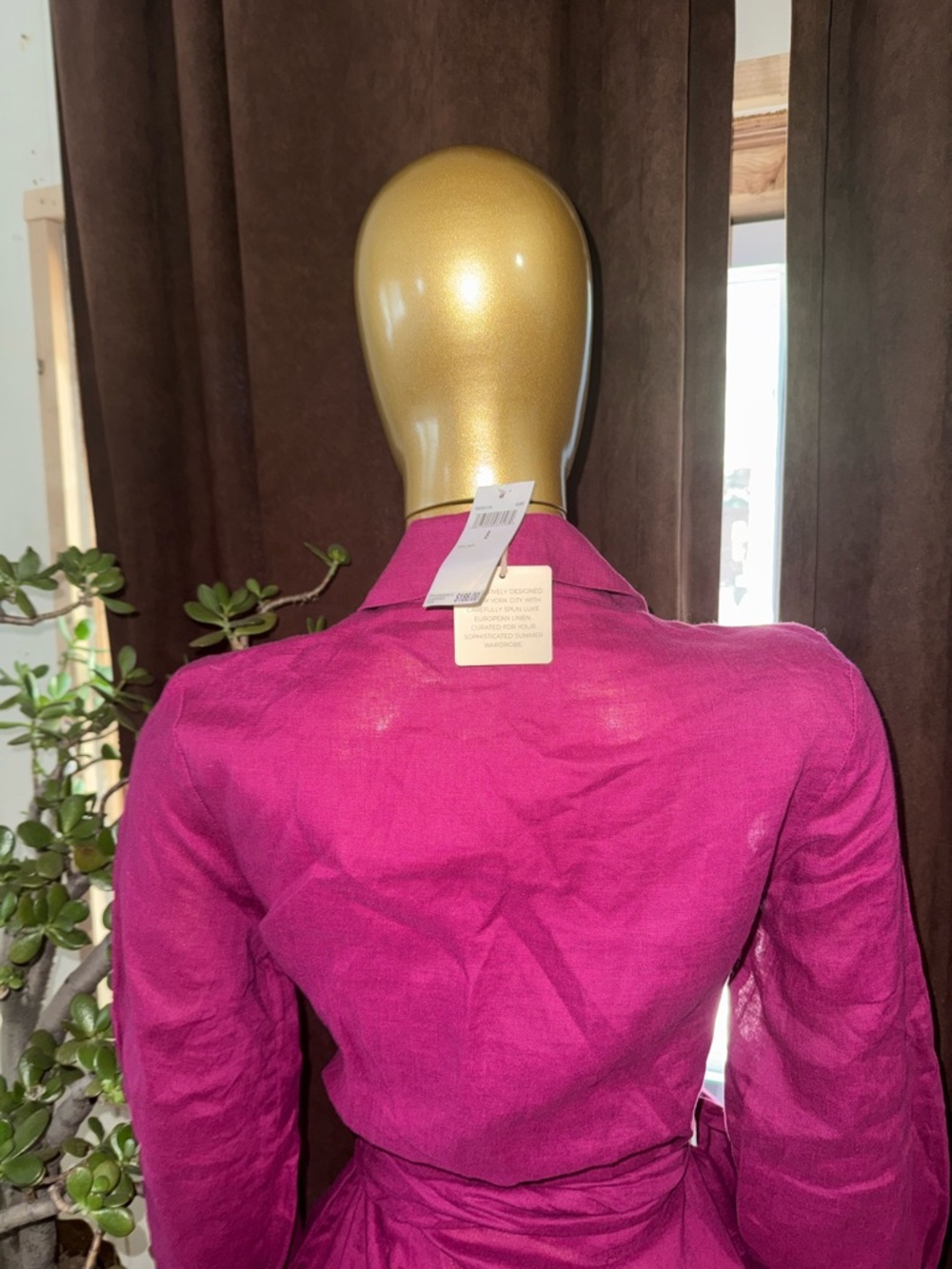 Magaschoni Berry Fuchsia linen blend Dress - Picture 3 of 5